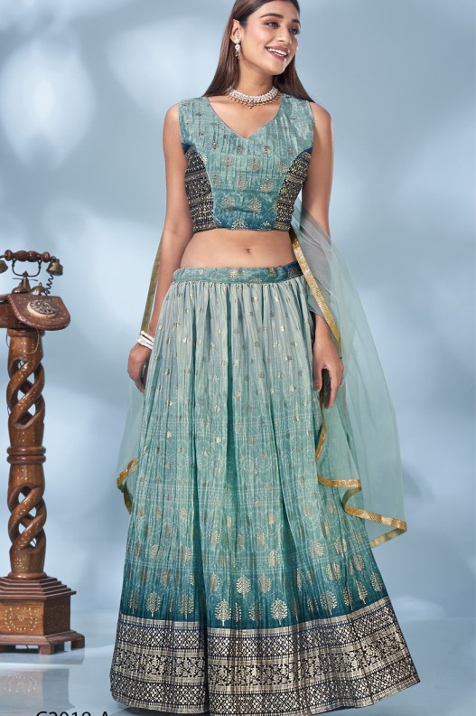 Exclusive Chinon crush Lehenga with stone & Foil Work